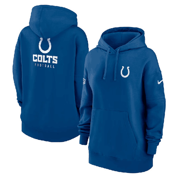 Women's Indianapolis Colts Blue Sideline Club Fleece Pullover Hoodie(Run Small)